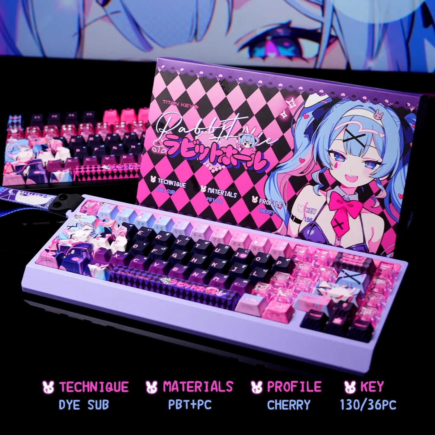 Gaming Accessories Aesthetic - Anime Rabbit Hole Theme Custom Keycaps