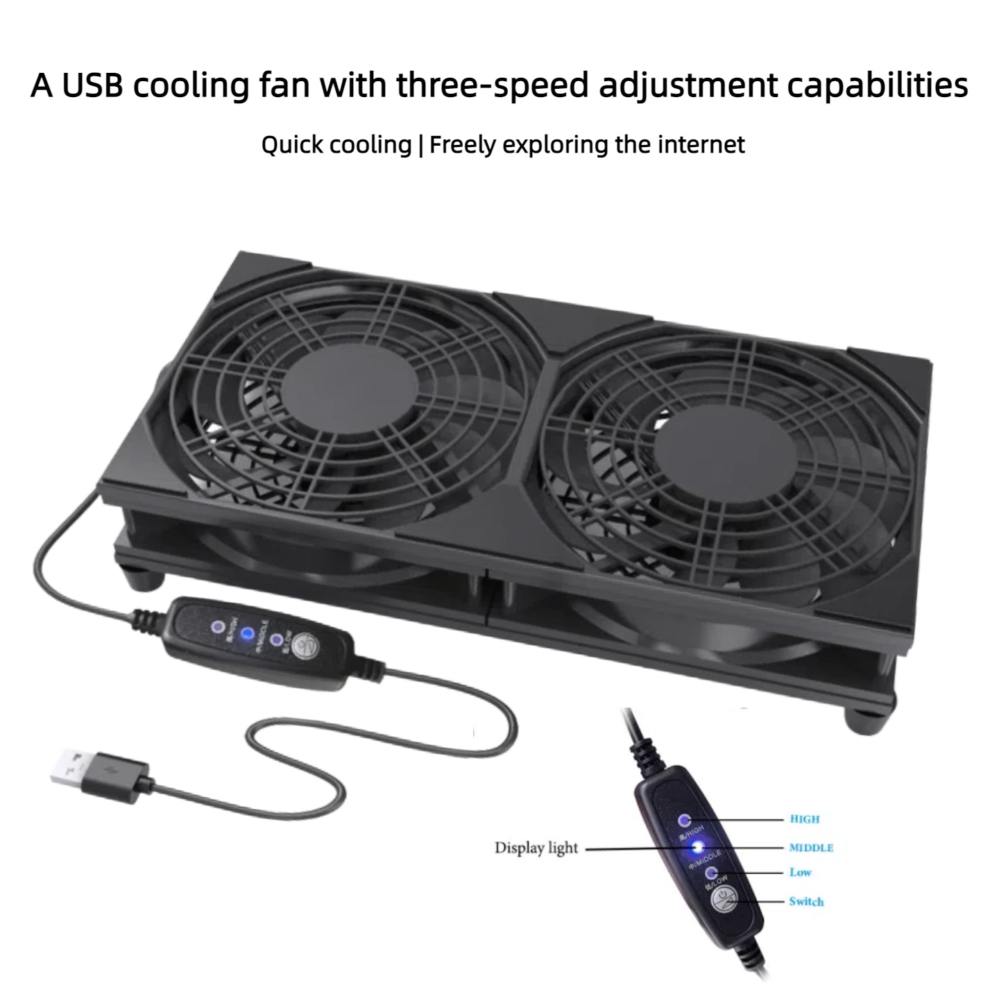 Dual USB Cooling Fan with 3-Sp - Gaming Accessories Rgb review and price